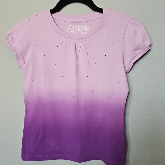 TCP Purple Ombre Short Puff Sleeve Tee with Sparkly Rhinestone Details Medium - Picture 1 of 7
